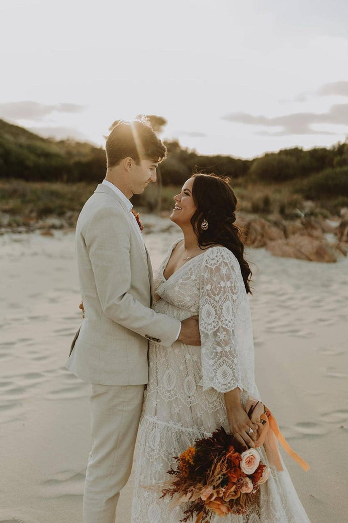 Sheer Lace Maternity Wedding Dress Hire - Slip Required - We Are Reclamation Be Love Gown