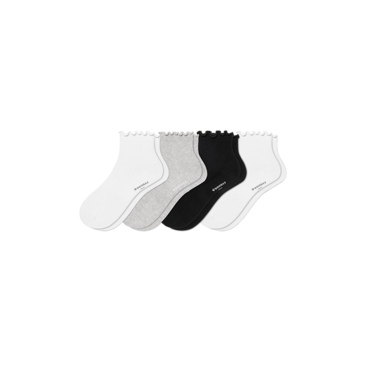 Youth Ruffle Rib Quarter Sock 4-Pack