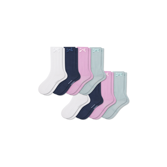 Youth Textured Bow Calf Sock 8-Pack